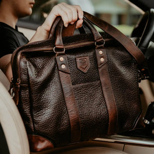 Theodore Leather Briefcase by Mission Mercantile Leather Goods, handmade leather goods main product photo
