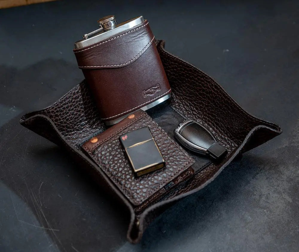 Theodore Leather Desk Caddy by Mission Mercantile Leather Goods, handmade leather goods main product photo