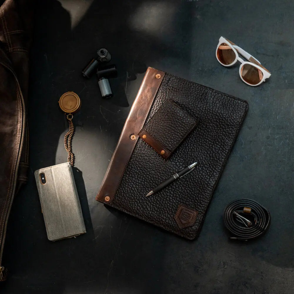 Theodore Leather Padfolio by Mission Mercantile Leather Goods, handmade leather goods main product photo