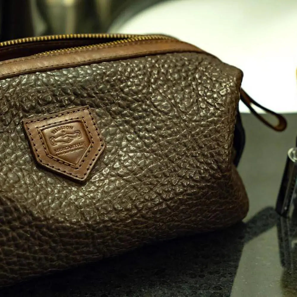 Theodore Leather Toiletry Wash Bag by Mission Mercantile Leather Goods, natural skincare main product photo
