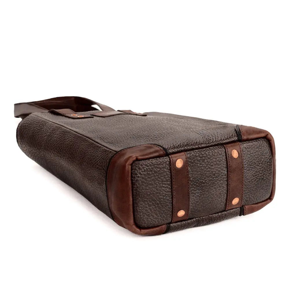 Theodore Leather Two Bottle Wine Tote Carrier Mission Mercantile Leather Goods