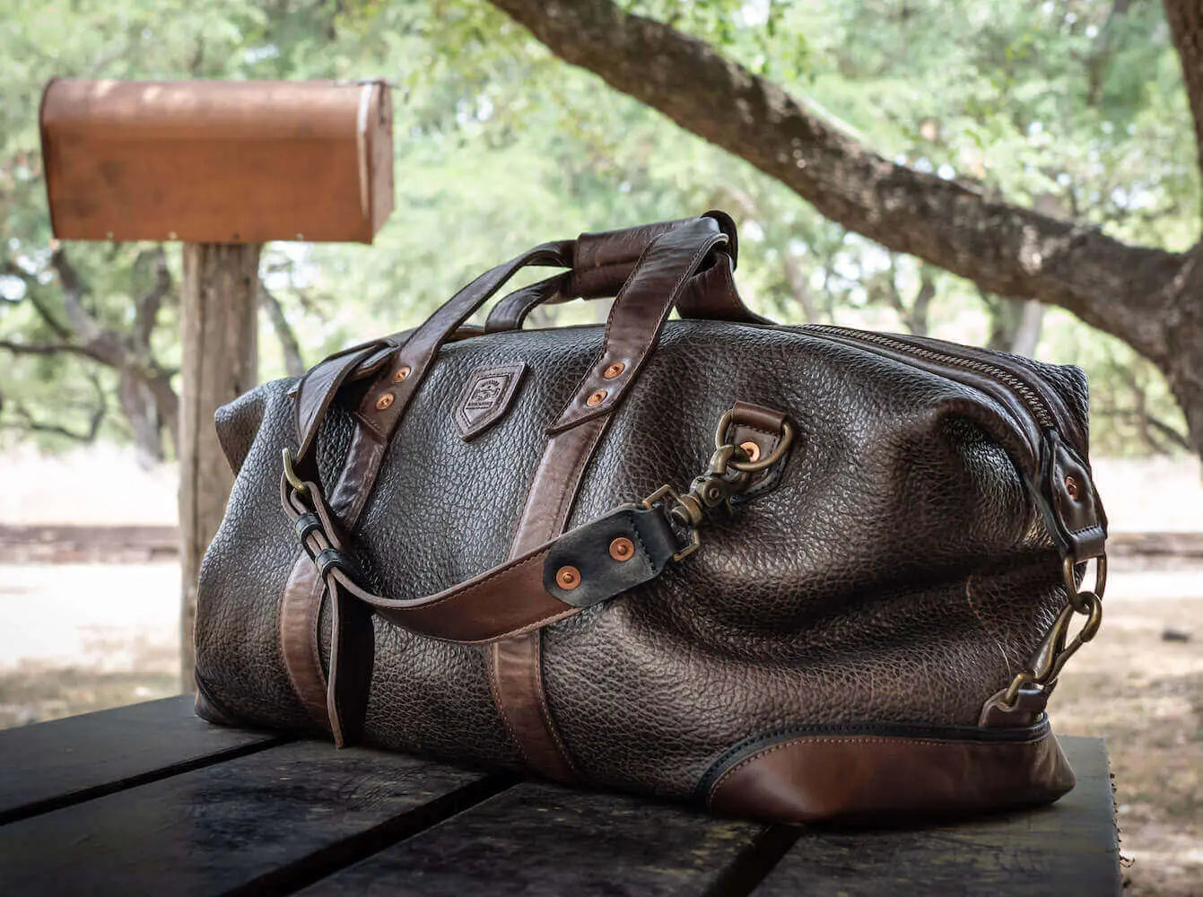 Theodore Leather Weekender Duffle Bag Mission Mercantile Leather Goods