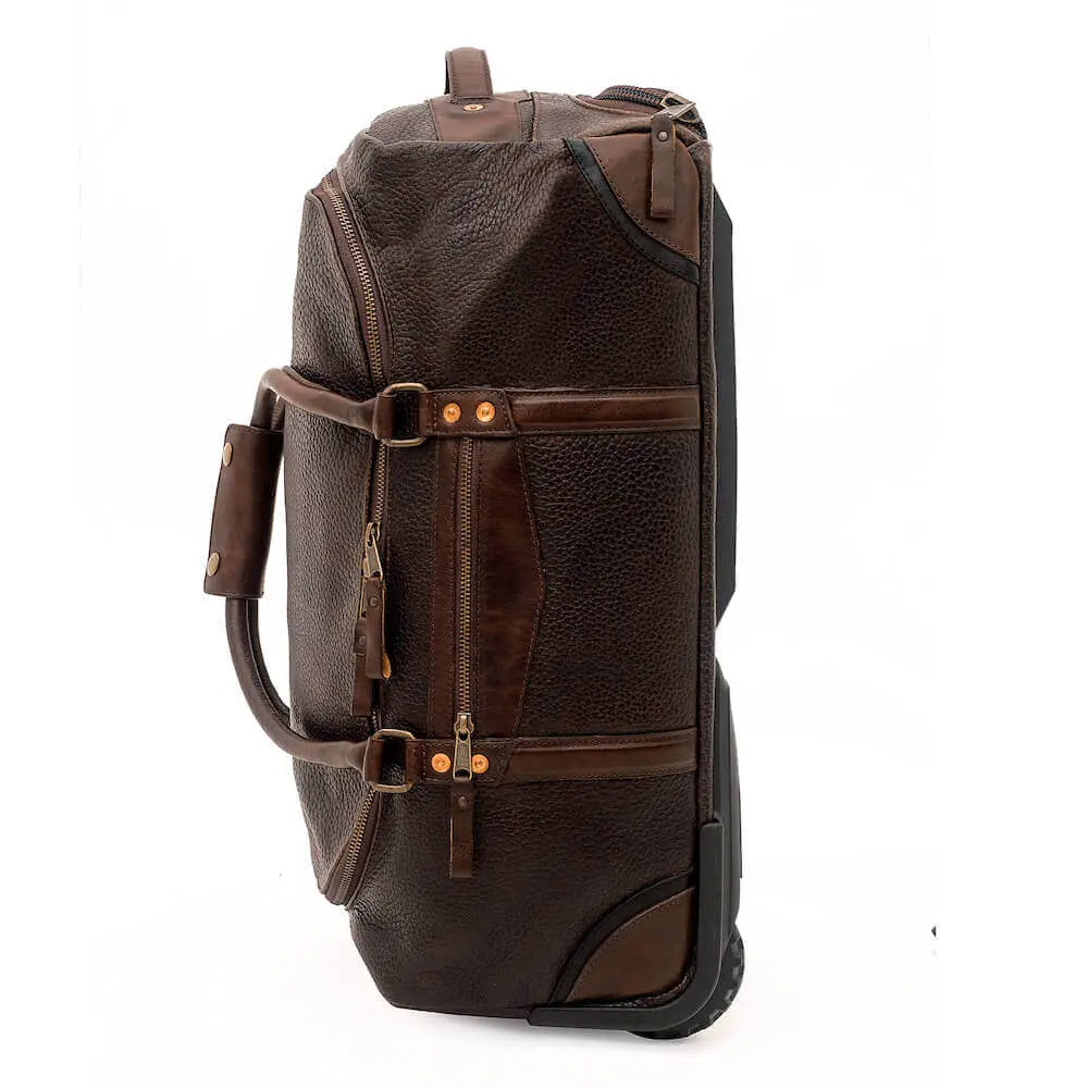 Theodore Leather Wheeled Carry-On Duffle Bag by Mission Mercantile Leather Goods, handmade leather goods detail photo 7
