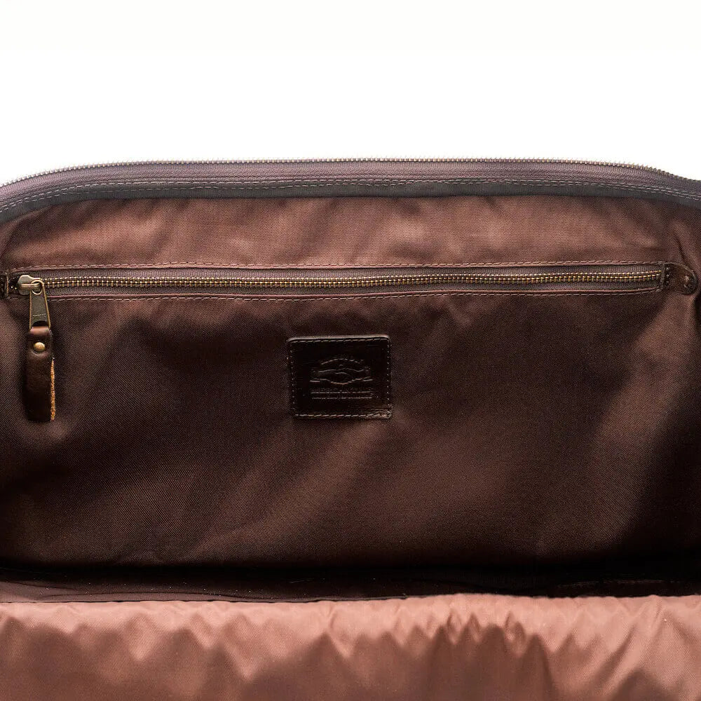 Theodore Leather Wheeled Carry-On Duffle Bag by Mission Mercantile Leather Goods, handmade leather goods detail photo 12