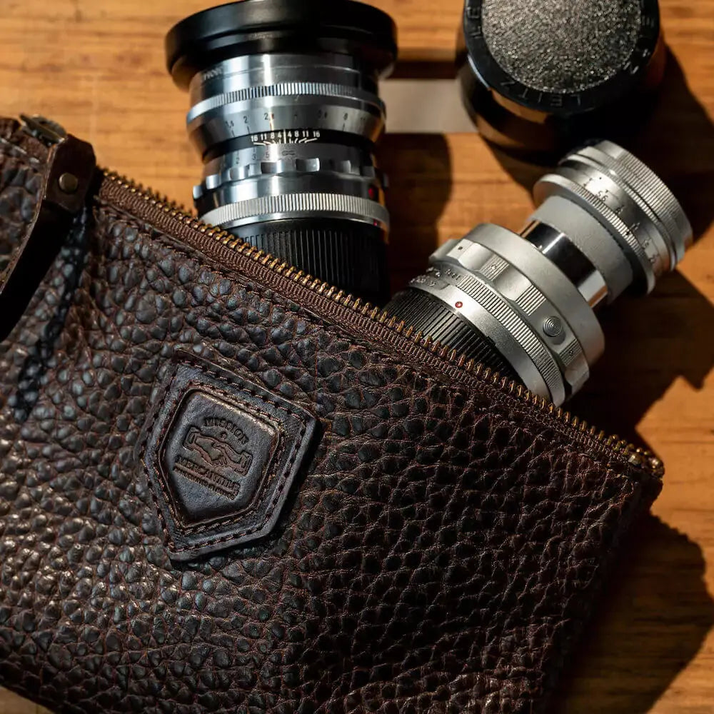 Theodore Leather Zippered Pouch by Mission Mercantile Leather Goods, handmade leather goods detail photo 2