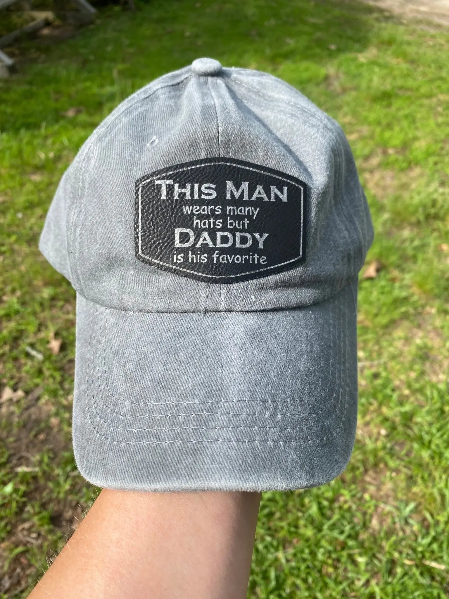 Personalized "This Man" dad hat: Engraved leather patch, custom name for father's day or birthday gift by Main Street Collective.