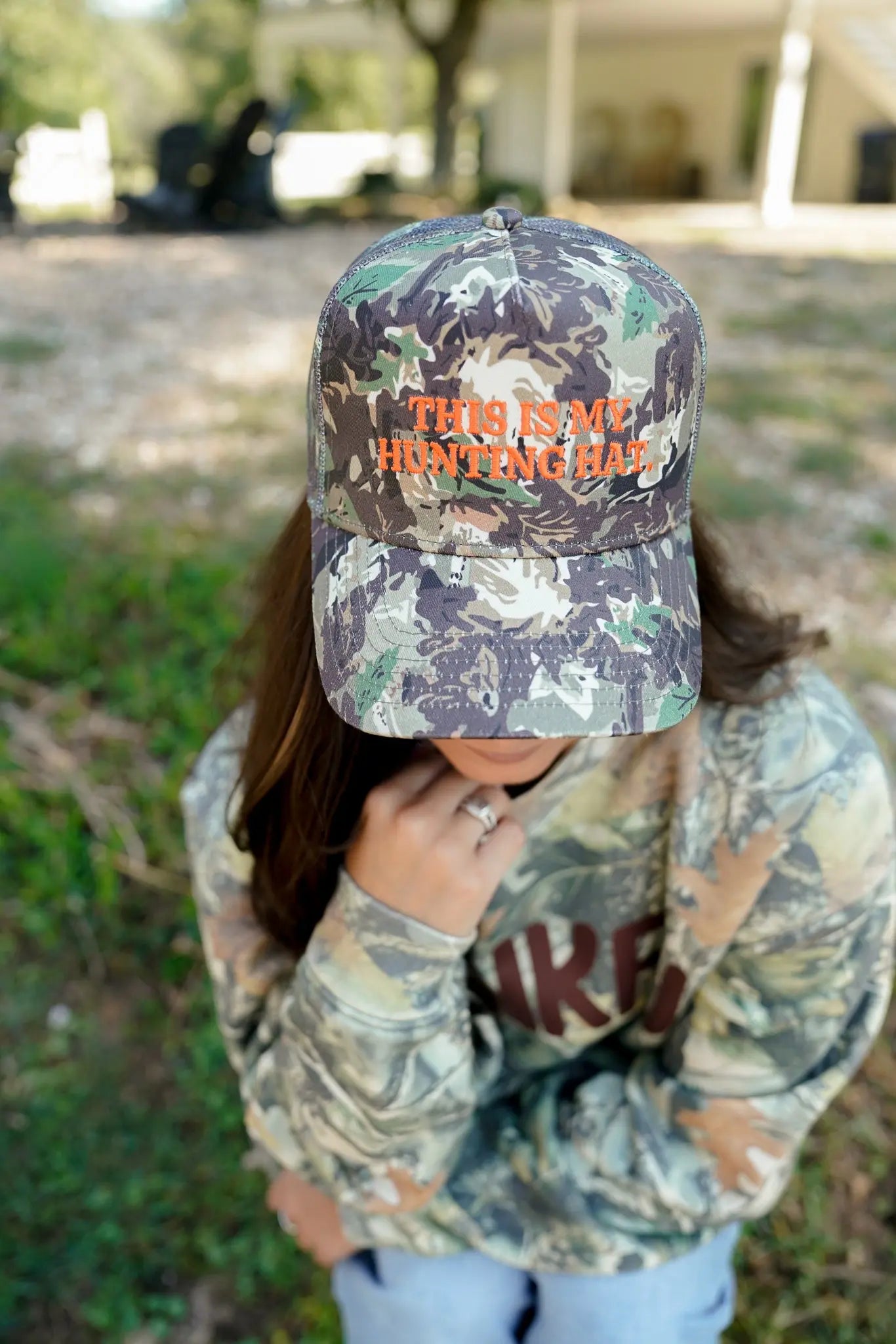 This is my Hunting Hat. - Camo Trucker Hat by KenzKustomz, Southern lifestyle apparel main product photo