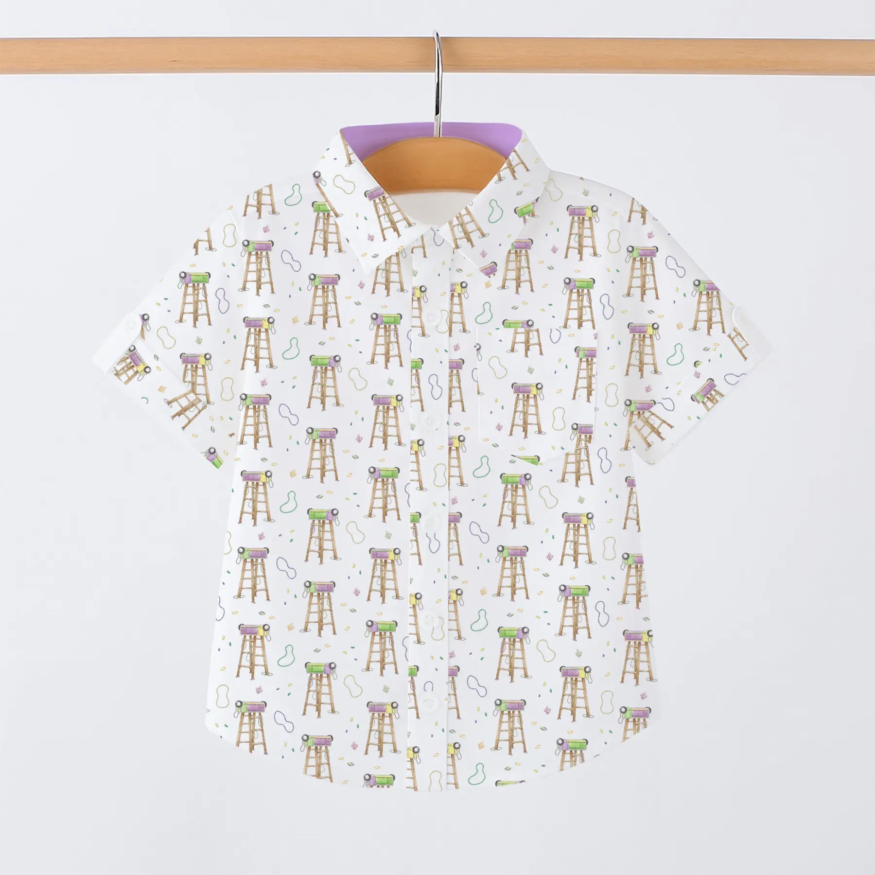 Throw Me Something Mister Mardi Gras Short Sleeve Collared Shirt Nola Tawk