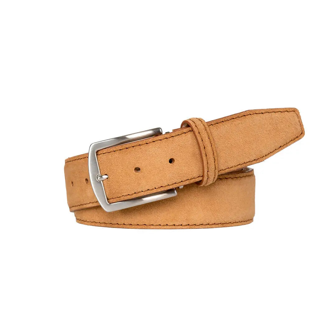 Toast Suede Leather Belt by Roger Ximenez: Bespoke Belts and Leather Accessories, handmade leather goods detail photo 2