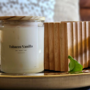 Tobacco and Vanilla hand poured soy candle with lid