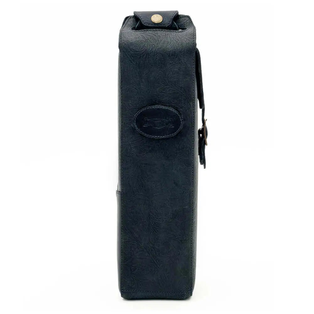 Tooled Leather Single Bottle Wine Carrier Mission Mercantile Leather Goods