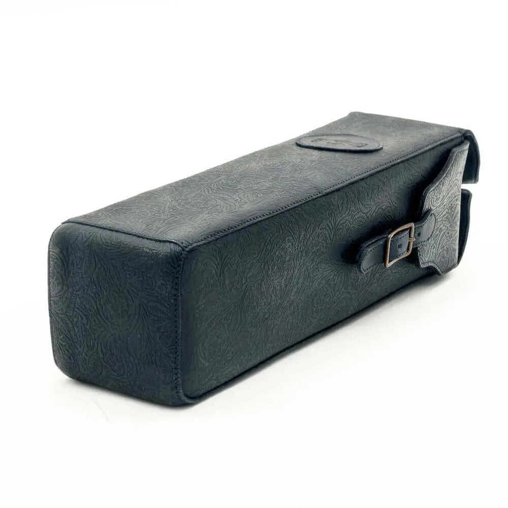 Tooled Leather Single Bottle Wine Carrier Mission Mercantile Leather Goods