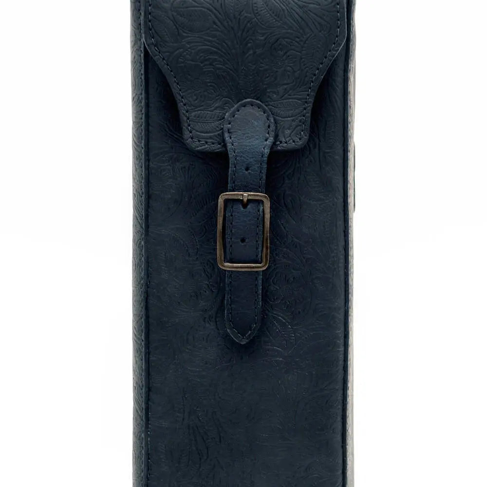 Tooled Leather Single Bottle Wine Carrier Mission Mercantile Leather Goods