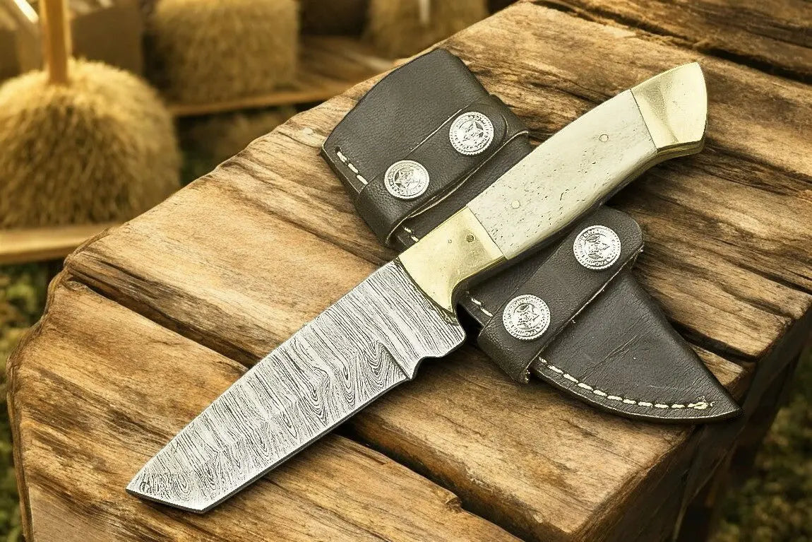 Traditional Cowboy Knife – Damascus Tanto by Damascus Knife Store, Damascus knife main product photo