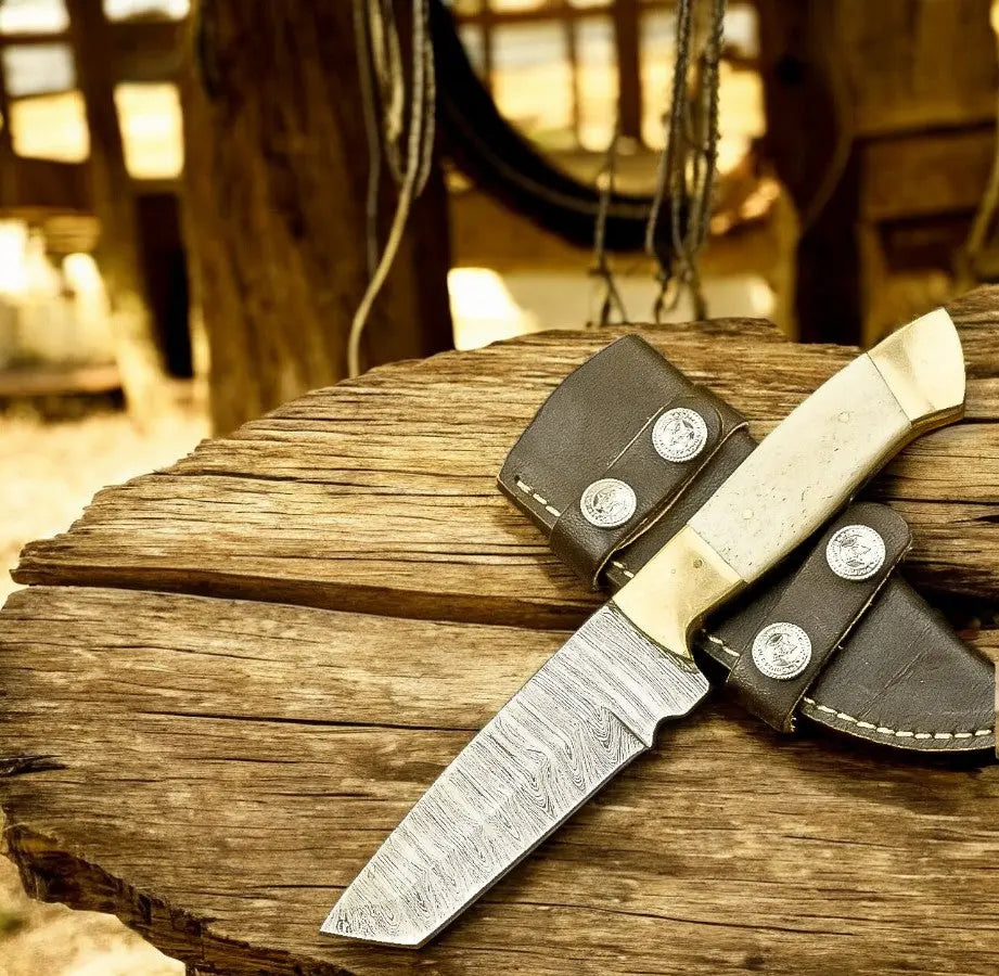 Traditional Cowboy Knife – Damascus Tanto by Damascus Knife Store, Damascus knife detail photo 2