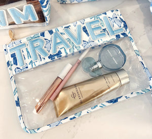 Travel - Blue Bow Clear Pouch KenzKustomz