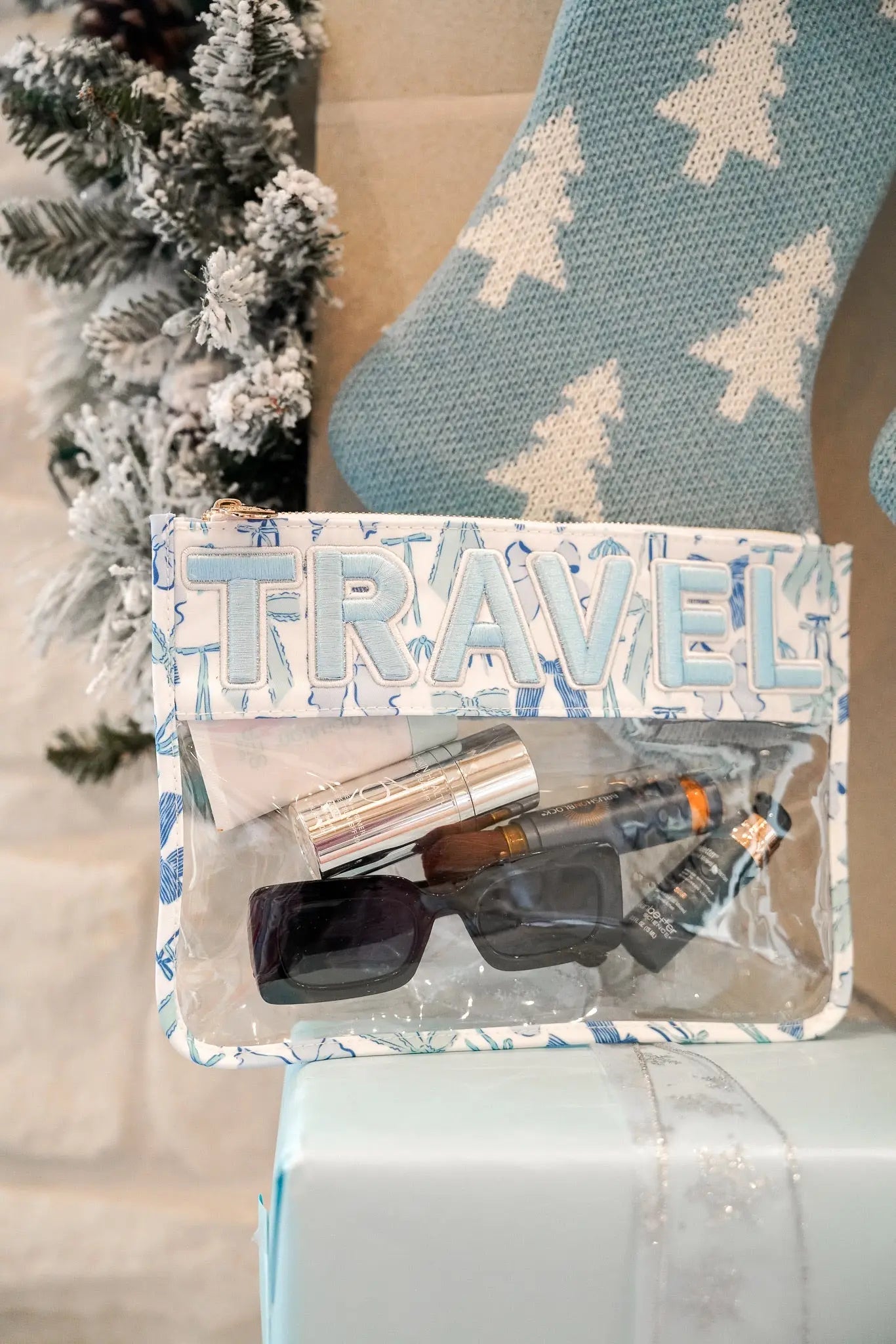 Travel - Blue Bow Clear Pouch KenzKustomz
