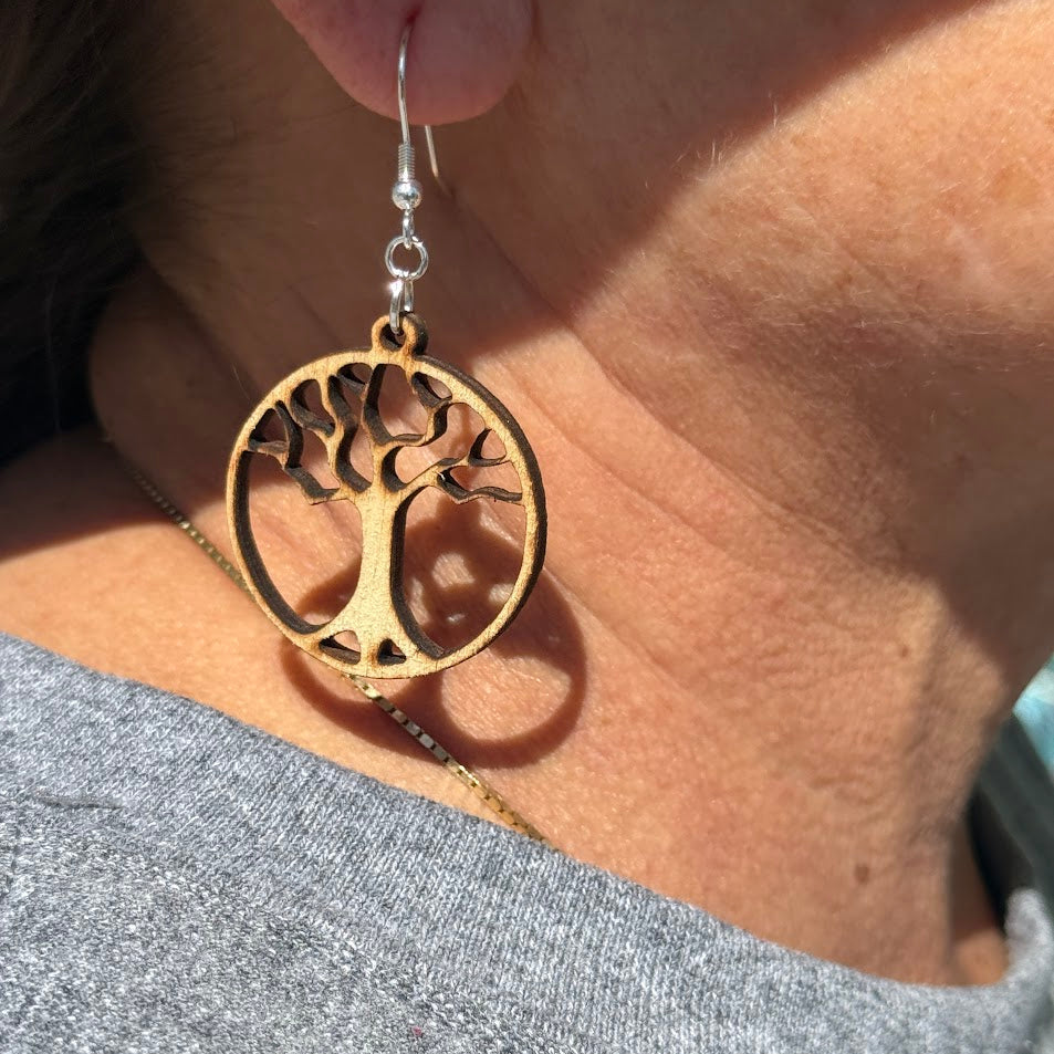 Tree of Life Wooden Earrings | Spiritual Nature Jewelry