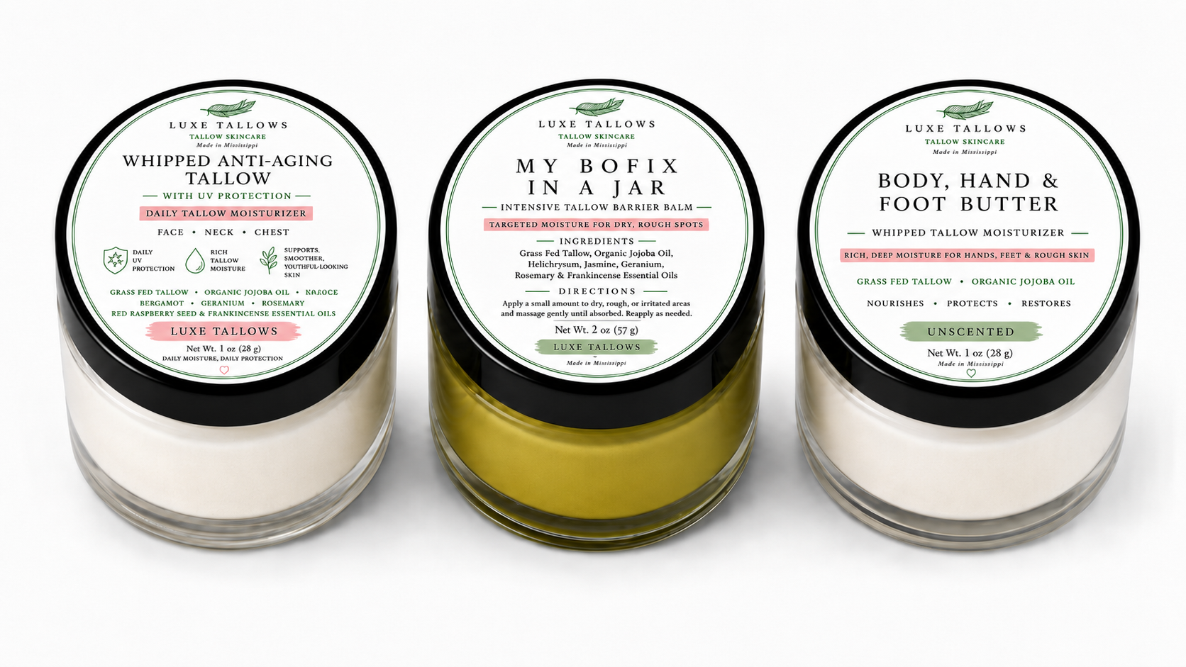 Luxe Tallows Whipped Tres Starter Collection — 3-Piece Tallow Skincare Set | 3 x 1 oz by Luxe Tallows, natural skincare detail photo 3