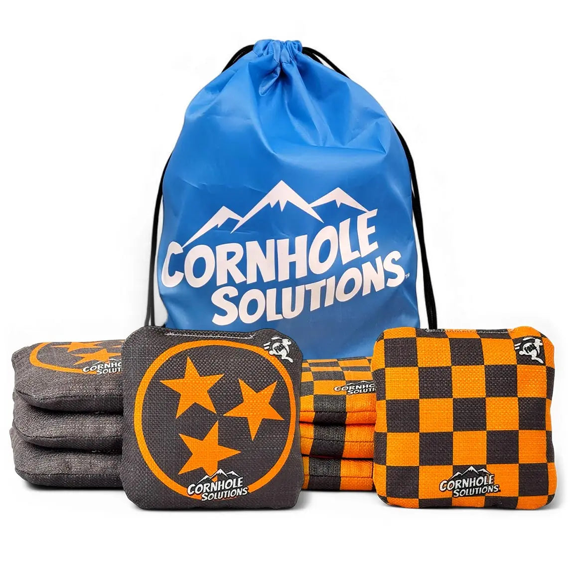 Tri-Star/Checker - Pro Style REC Cornhole Bags – Regulation 6"x6" – Full Set of 8 Cornhole Solutions