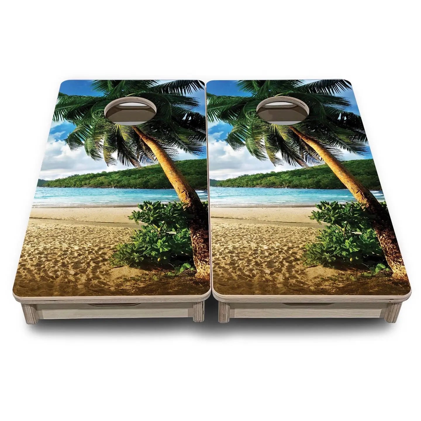 Tropical Hideaway - Mini or Vacation Sized Cornhole Boards by Cornhole Solutions, custom cornhole board detail photo 2