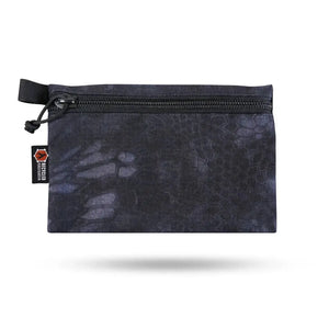 Large dark grey zippered gear pouch with hexagonal pattern and Recycled Firefighter logo.