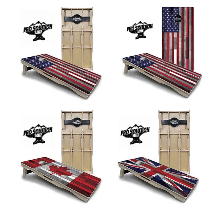 USA / Canada / Union Jack Plank Flag Cornhole Boards - Pro Solution Elite Series by Cornhole Solutions, custom cornhole board main product photo