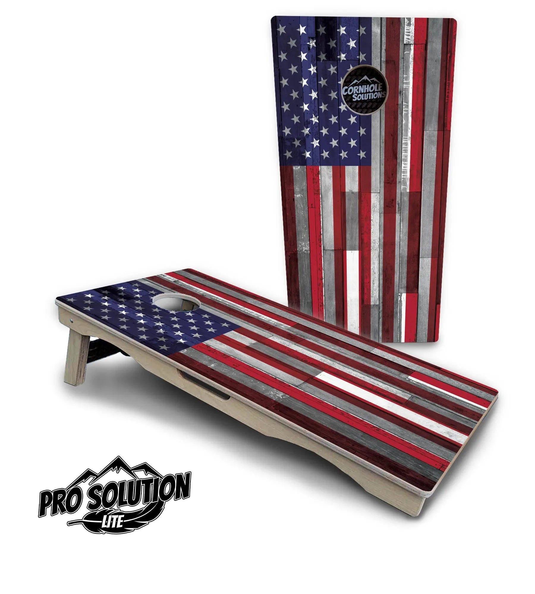 USA / Canada / Union Jack Plank Flag Cornhole Boards - Pro Solution Lite Series by Cornhole Solutions, custom cornhole board main product photo
