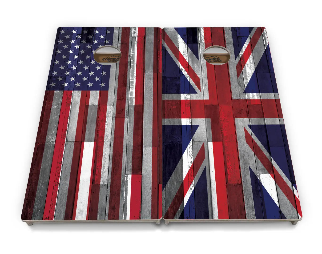 USA / Canada / Union Jack Plank Flags Cornhole Boards - Professional Tournament Series by Cornhole Solutions, custom cornhole board detail photo 2