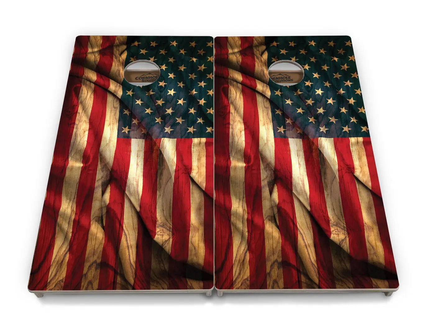 USA Wood Flag Color Cornhole Boards - Professional Tournament Series by Cornhole Solutions, custom cornhole board detail photo 2