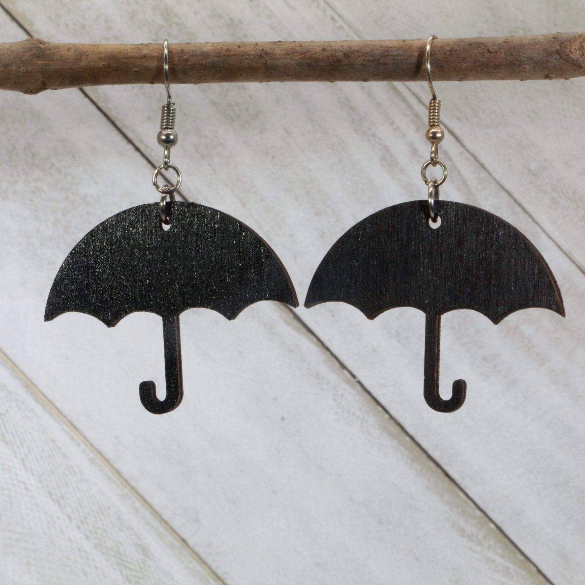 Umbrella Wooden Dangle Earrings | Rainy Day Weather Jewelry Gift