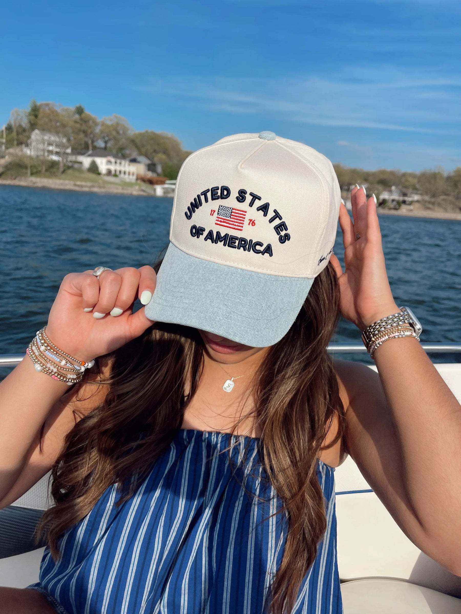 United States of America - Denim Blue Vintage Trucker Hat - PREORDER KenzKustomz