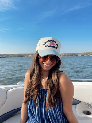 United States of America - Denim Blue Vintage Trucker Hat - PREORDER KenzKustomz