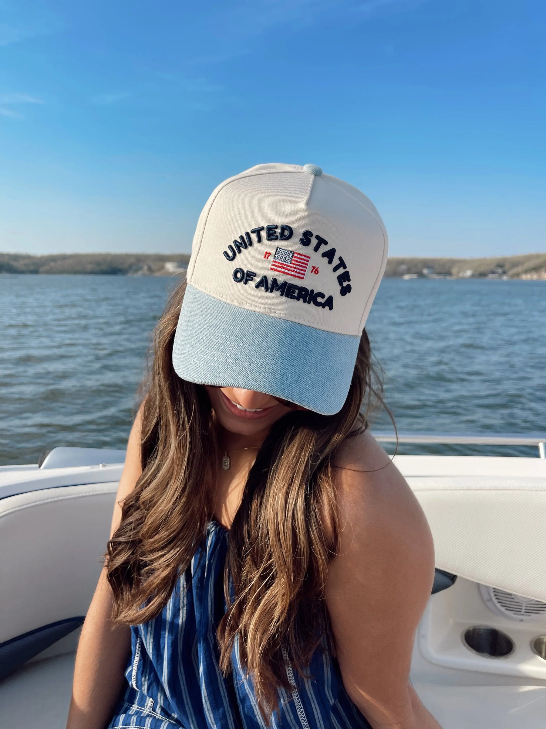 United States of America - Denim Blue Vintage Trucker Hat - PREORDER KenzKustomz