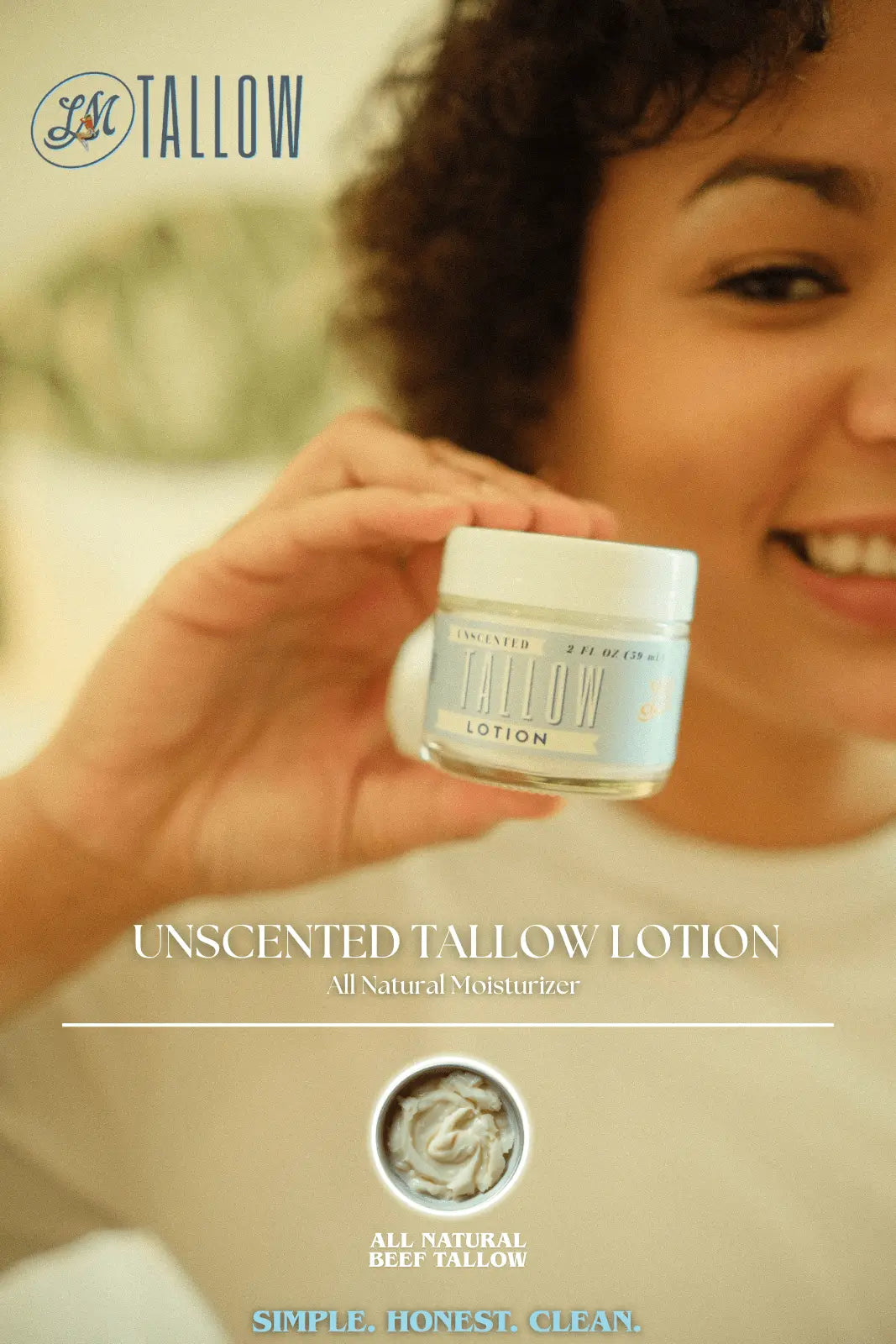 Unscented Tallow Lotion – Pure, Preservative-Free One Ingredient Moisturizer by Lady May Tallow The Lady May
