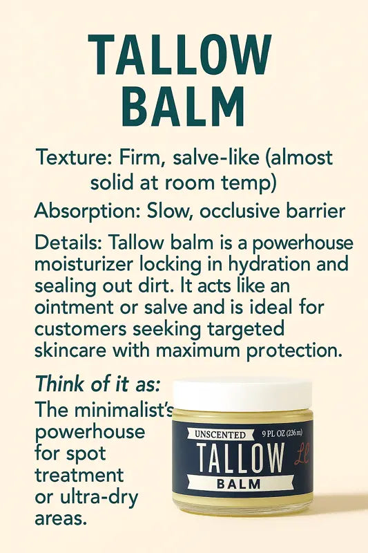 Unscented Tallow Skincare 9oz Trio - Whipped Moisturizer, Body Butter & Balm | Lady May Tallow The Lady May