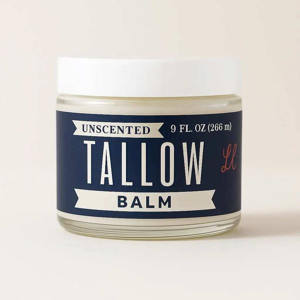 Unscented Tallow Skincare 9oz Trio - Whipped Moisturizer, Body Butter & Balm | Lady May Tallow The Lady May
