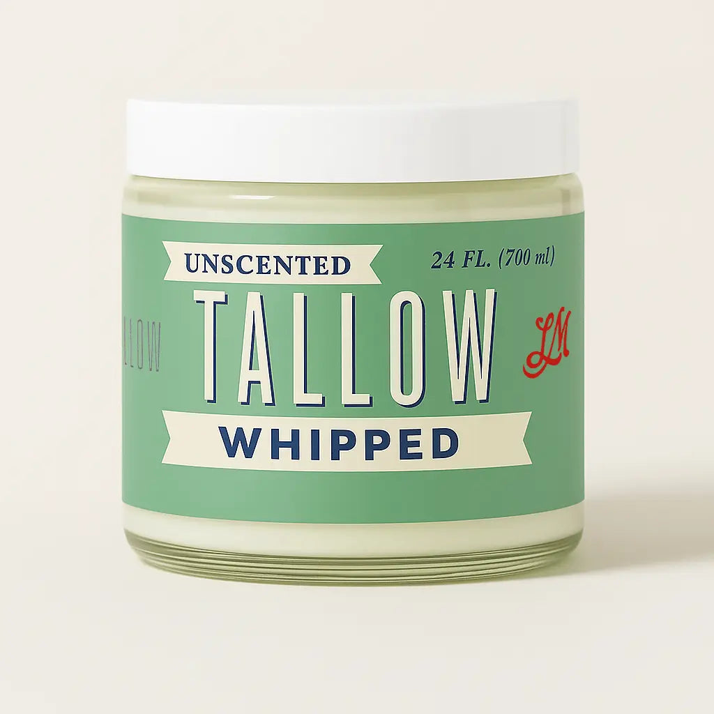 Unscented Tallow Skincare 9oz Trio - Whipped Moisturizer, Body Butter & Balm | Lady May Tallow The Lady May