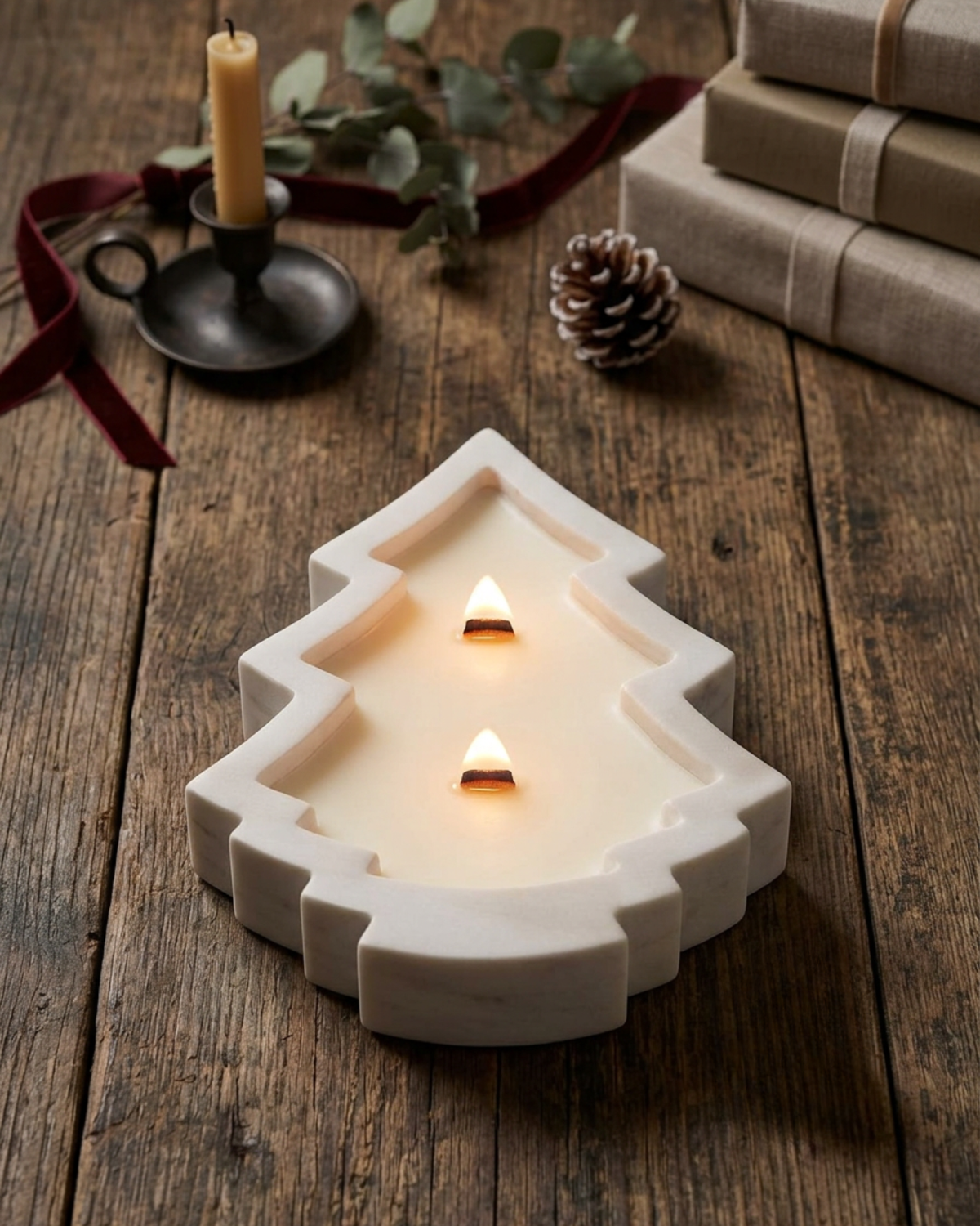 Hand poured Christmas tree candle available in six fragrance options