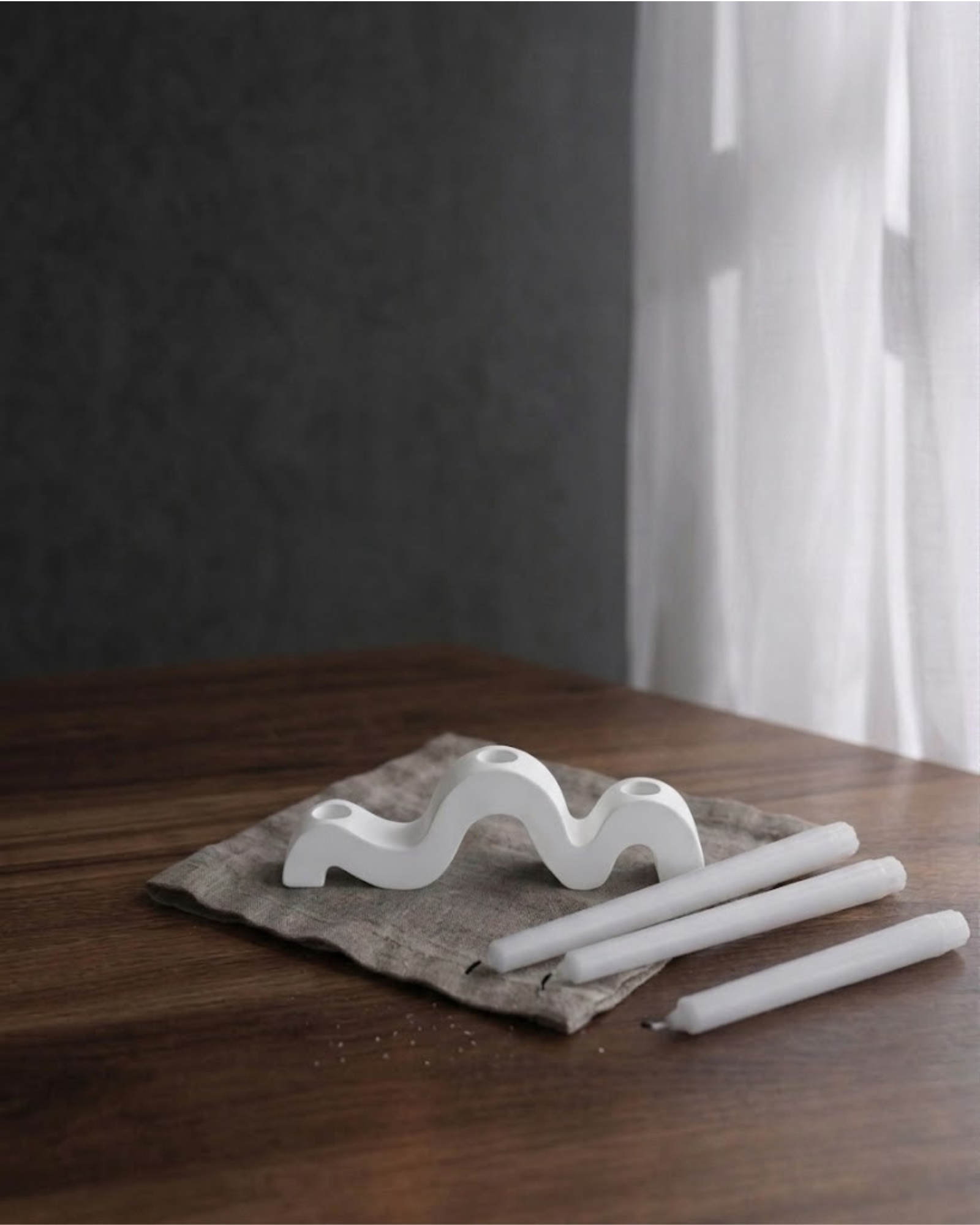 Wave Sculptural Taper Candle Holder