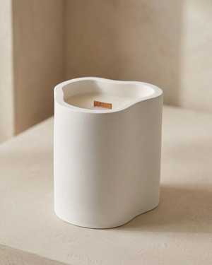 Neva white sculptural coconut soy candle by Believe Candle – product view 1