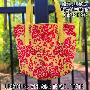 Upcycled Vintage Towel Beach Bag, Large Oversized Tote Bag, 70s Retro Pool Bag, Handmade Coastal Tote with Zipper Pocket, Summer Tote Maypop House Designs