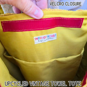 Upcycled Vintage Towel Beach Bag, Large Oversized Tote Bag, 70s Retro Pool Bag, Handmade Coastal Tote with Zipper Pocket, Summer Tote Maypop House Designs