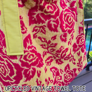 Upcycled Vintage Towel Beach Bag, Large Oversized Tote Bag, 70s Retro Pool Bag, Handmade Coastal Tote with Zipper Pocket, Summer Tote Maypop House Designs