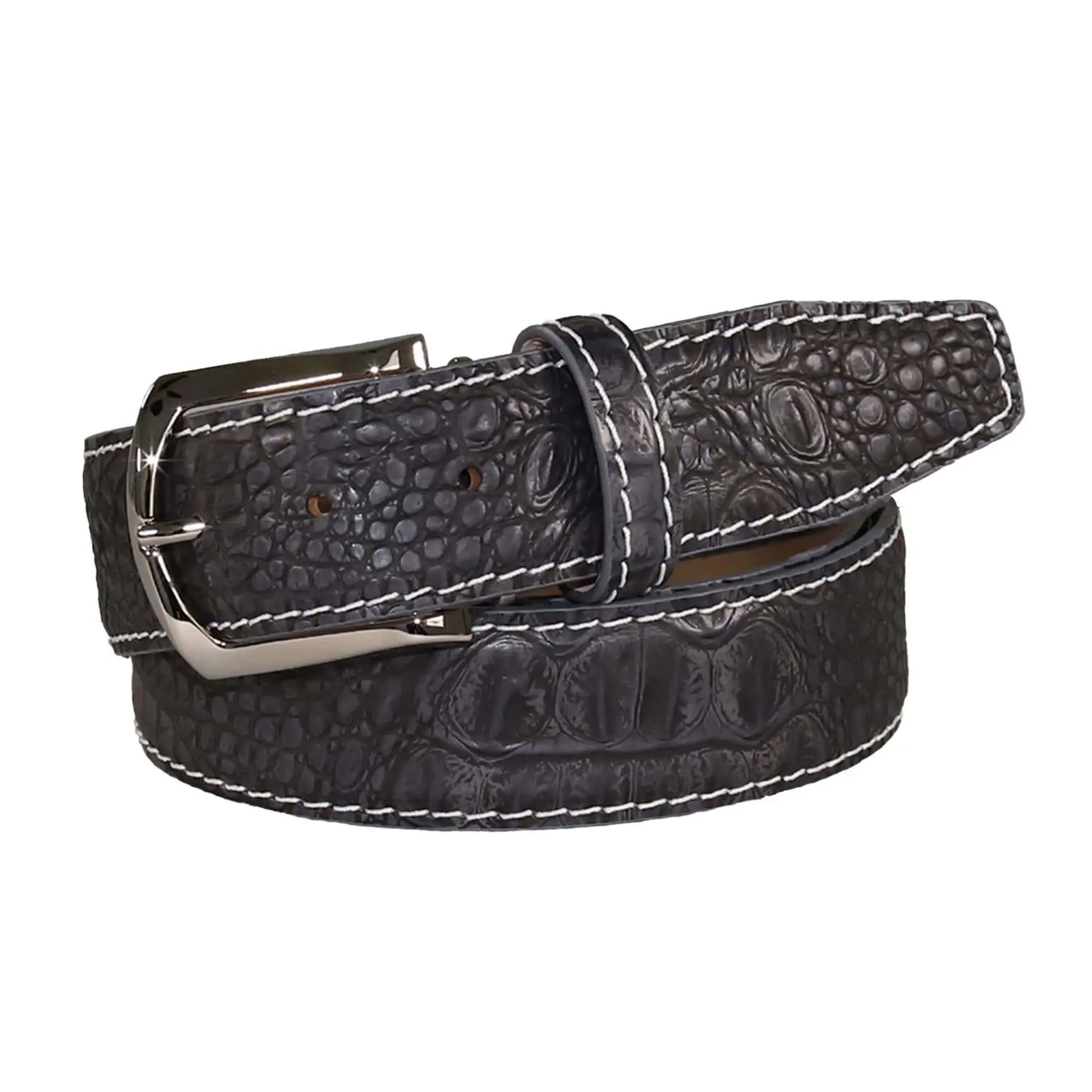 Vintage Gray Mock Croc Leather Belt