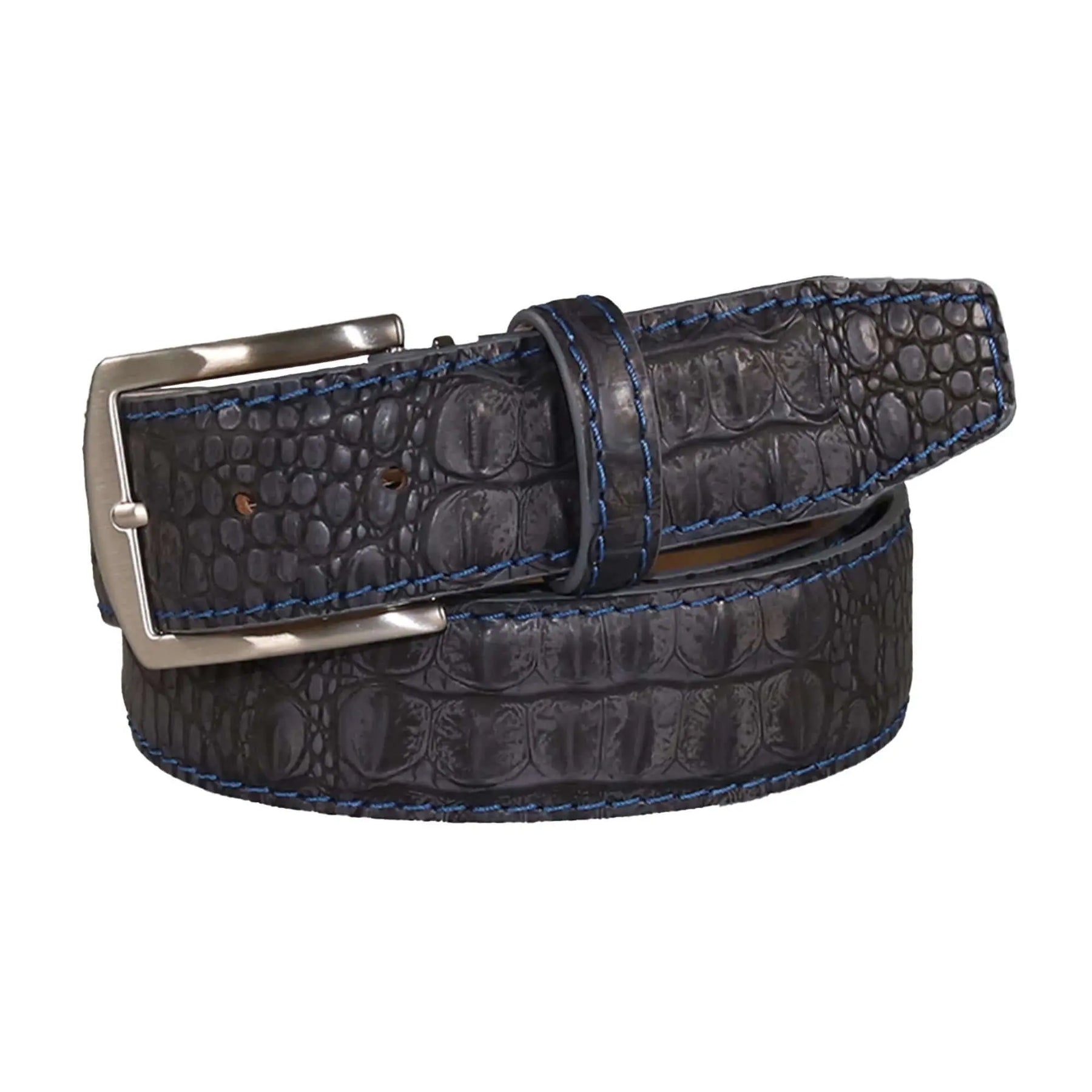 Vintage Gray Mock Croc Leather Belt