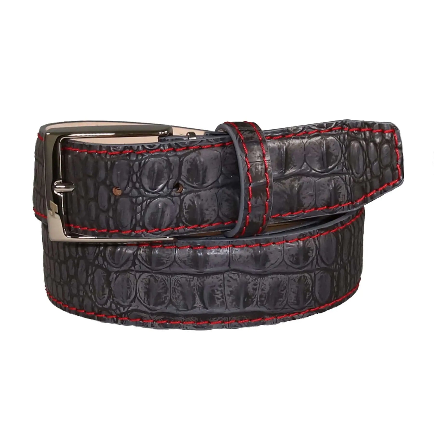 Vintage Gray Mock Croc Leather Belt