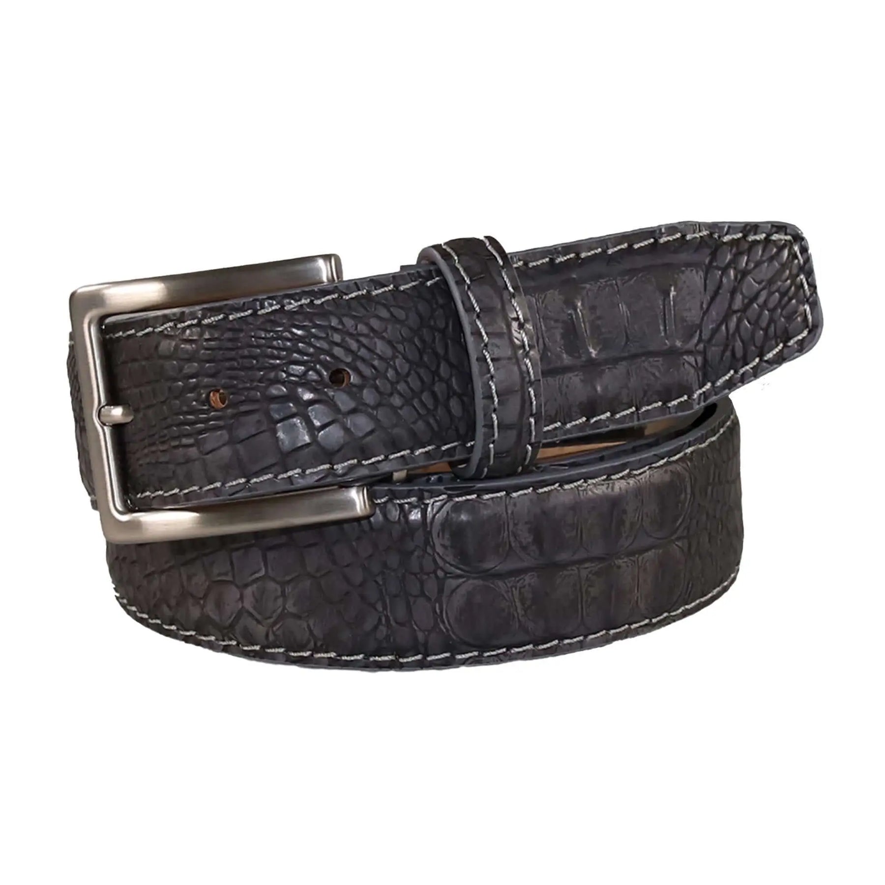 Vintage Gray Mock Croc Leather Belt