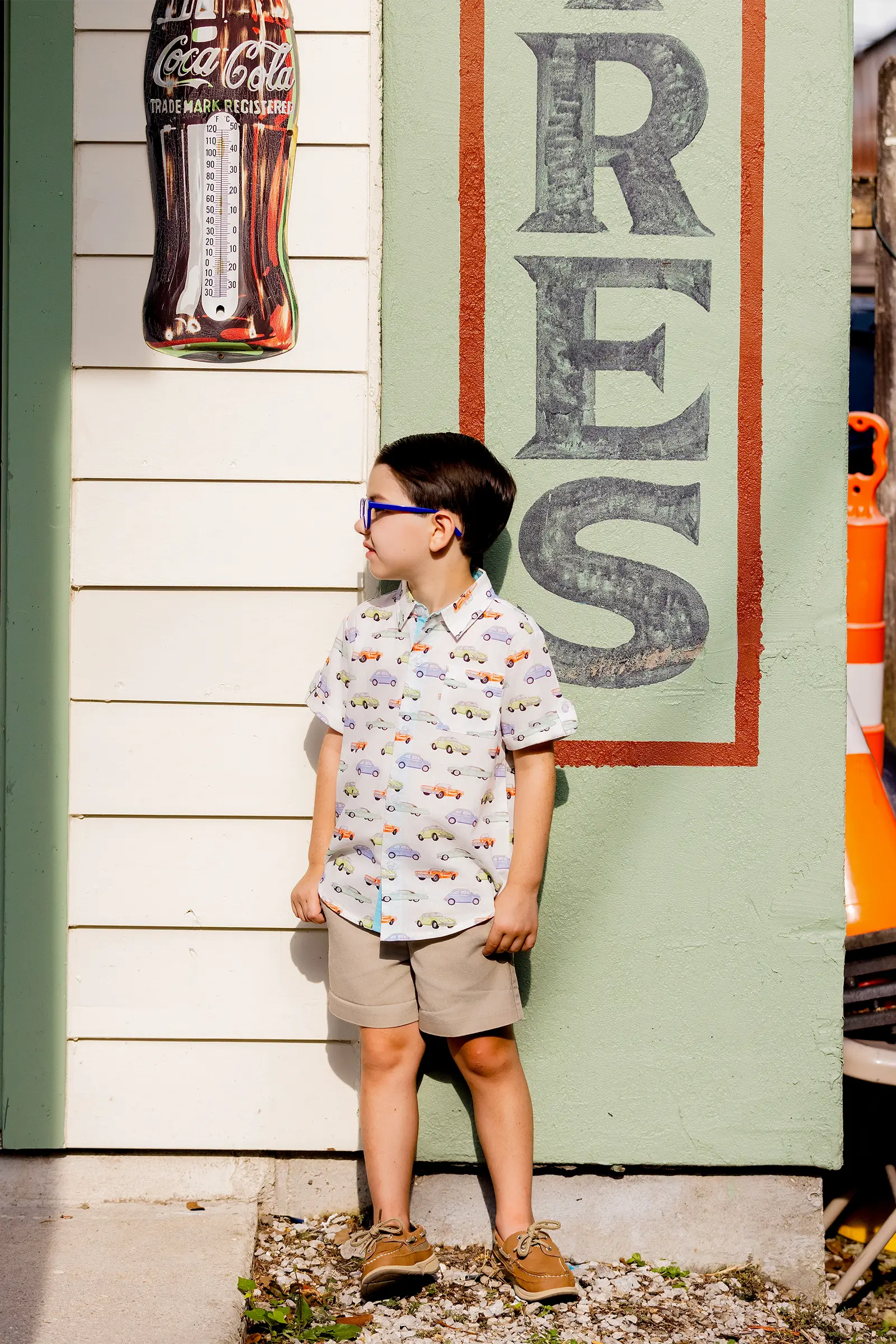 Vintage Road Trip Short Sleeve Collared Shirt by Nola Tawk, Southern lifestyle apparel detail photo 2