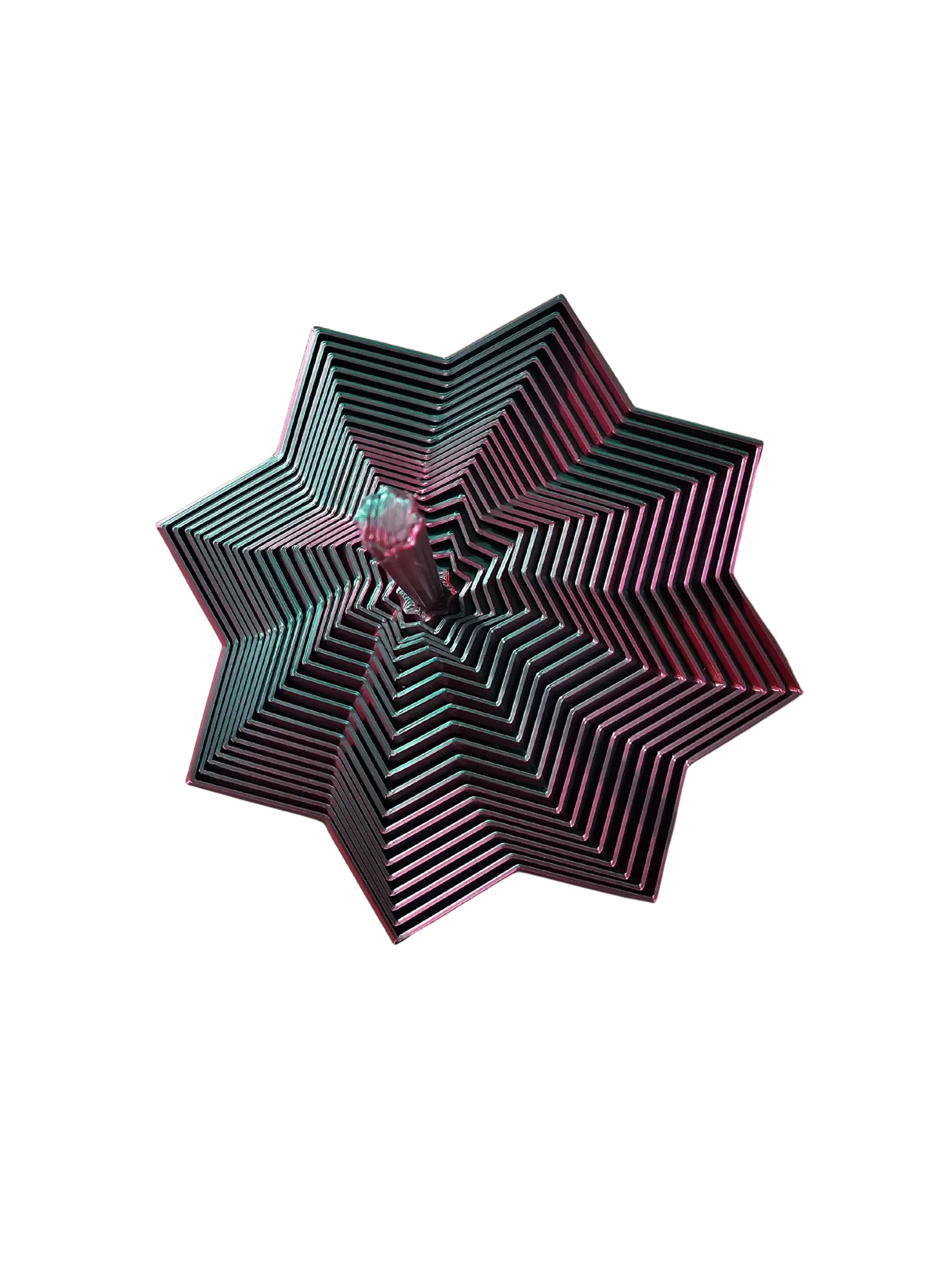 Expanding Star Fidget Toy: 3D printed star shape with layers of geometric shapes in pink and teal.